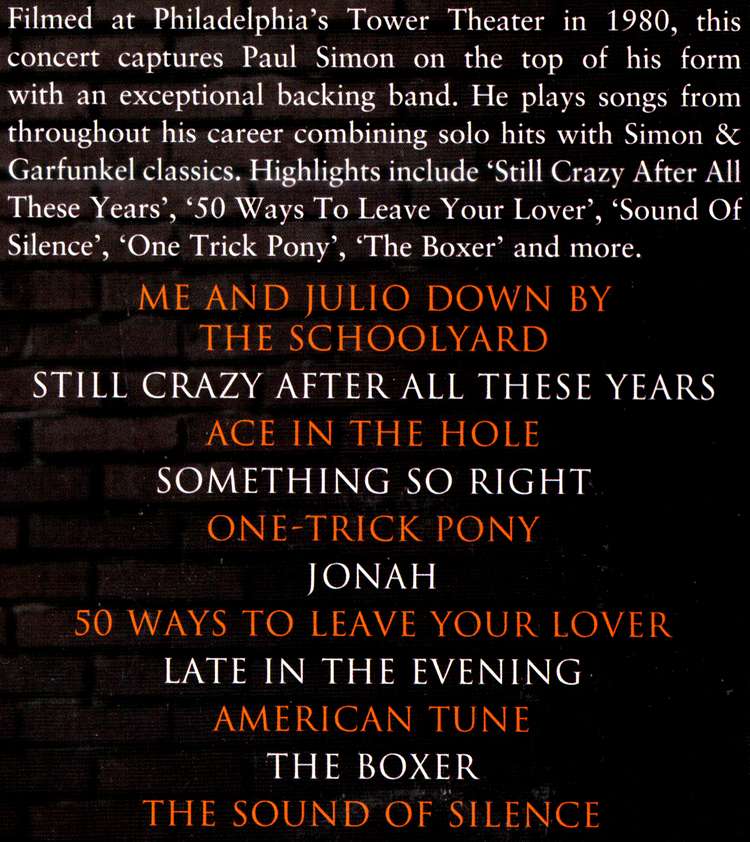 Paul Simon Live from Philadelphia DVD
