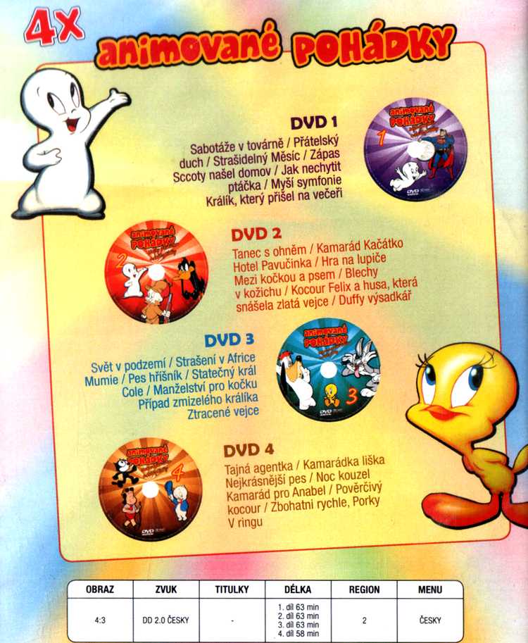 4x animované POHÁDKY dvd